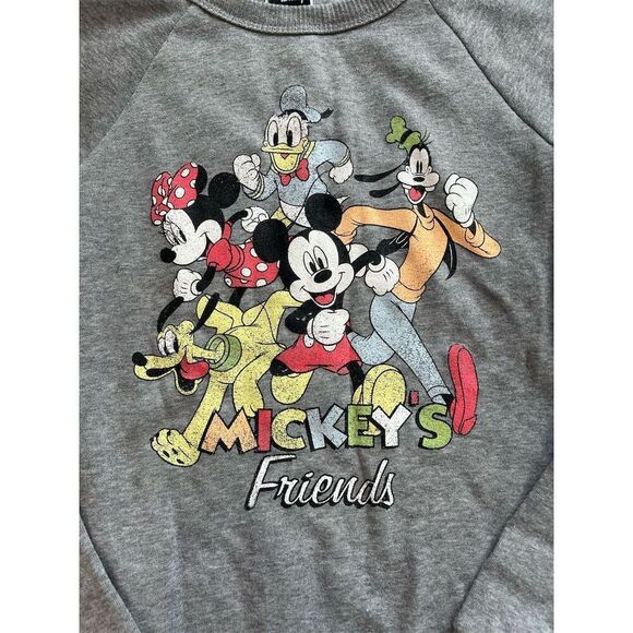 Disney Mickey Mouse & Friends Graphic Sweatshirt Unisex Gray Size S - Picture 3 of 7